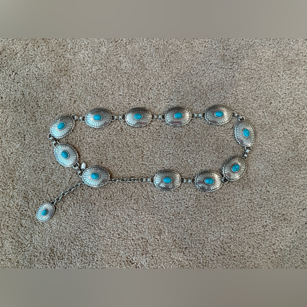 Silver and Turquoise Concho belt